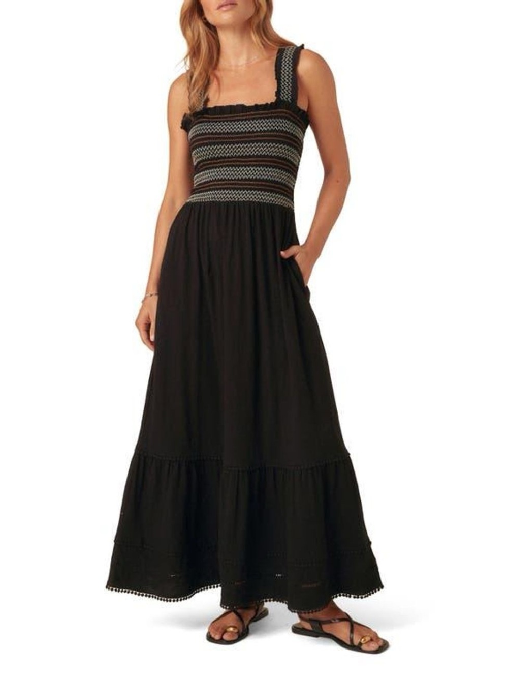 Nobody’s Child Black Smocked Maxi Dress-Size 2-NWOT